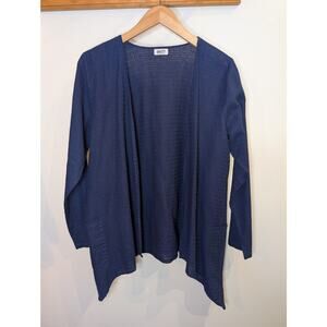 Heaven Size Small Women's Blue Linen/Cotton Waterfall Open Front Lightweight Top